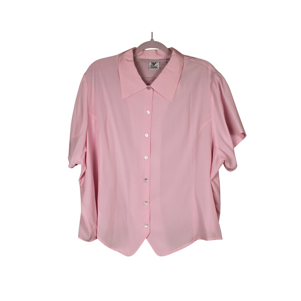 Vtg Maggie Lawrence Retro 80s Grandmacore Cottagecore Pink Button Up Blouse 26